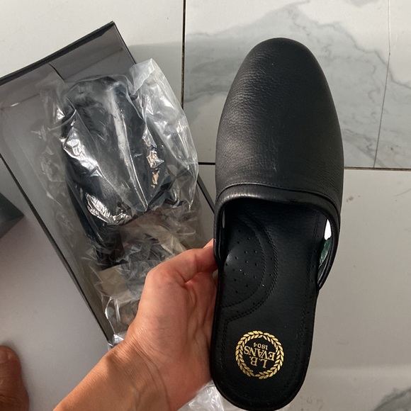 NWOT LB Evans Aristocrat Svuff Slipper Slide Mule Mens Size 11 Black Leather - Picture 3 of 5